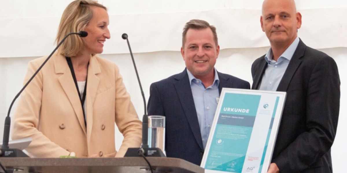 Von links: Kirsten Hommelhoff (Hauptgeschäftsführerin BVDM), Stefan Mail (Geschäftsführer Mail Druck + Medien), Jens Meyer (Geschäftsführer VDM Beratung).